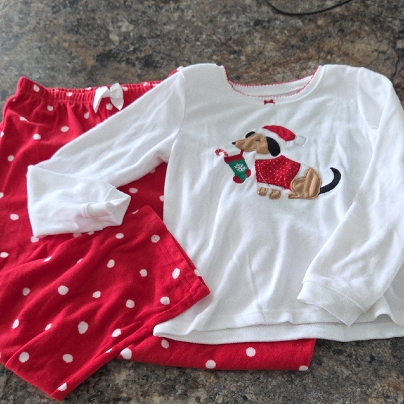 Carter's Other - Carter's Size 6 Girl's Red and White Christmas‎ Dog Pajama Set NEW